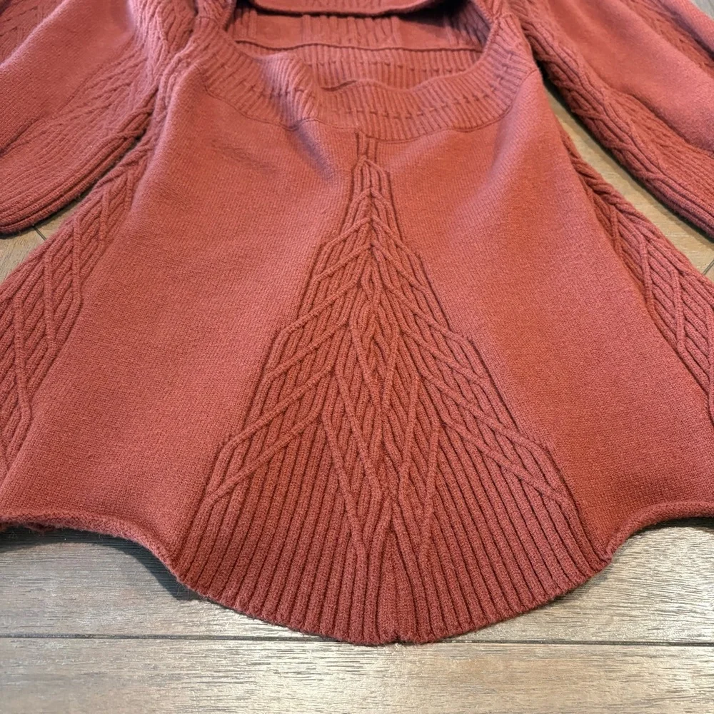 Free People Sweater Dress Women Large Cinnamon Balloon Sleeve Knit Emmaline Mini